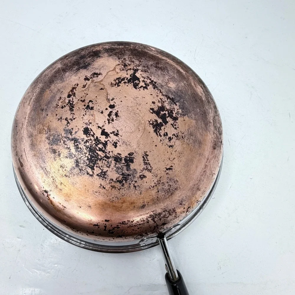 Vintage Revere Ware 1801 9 Inch Skillet Copper Clad Bottom Fry Pan Clinton IL